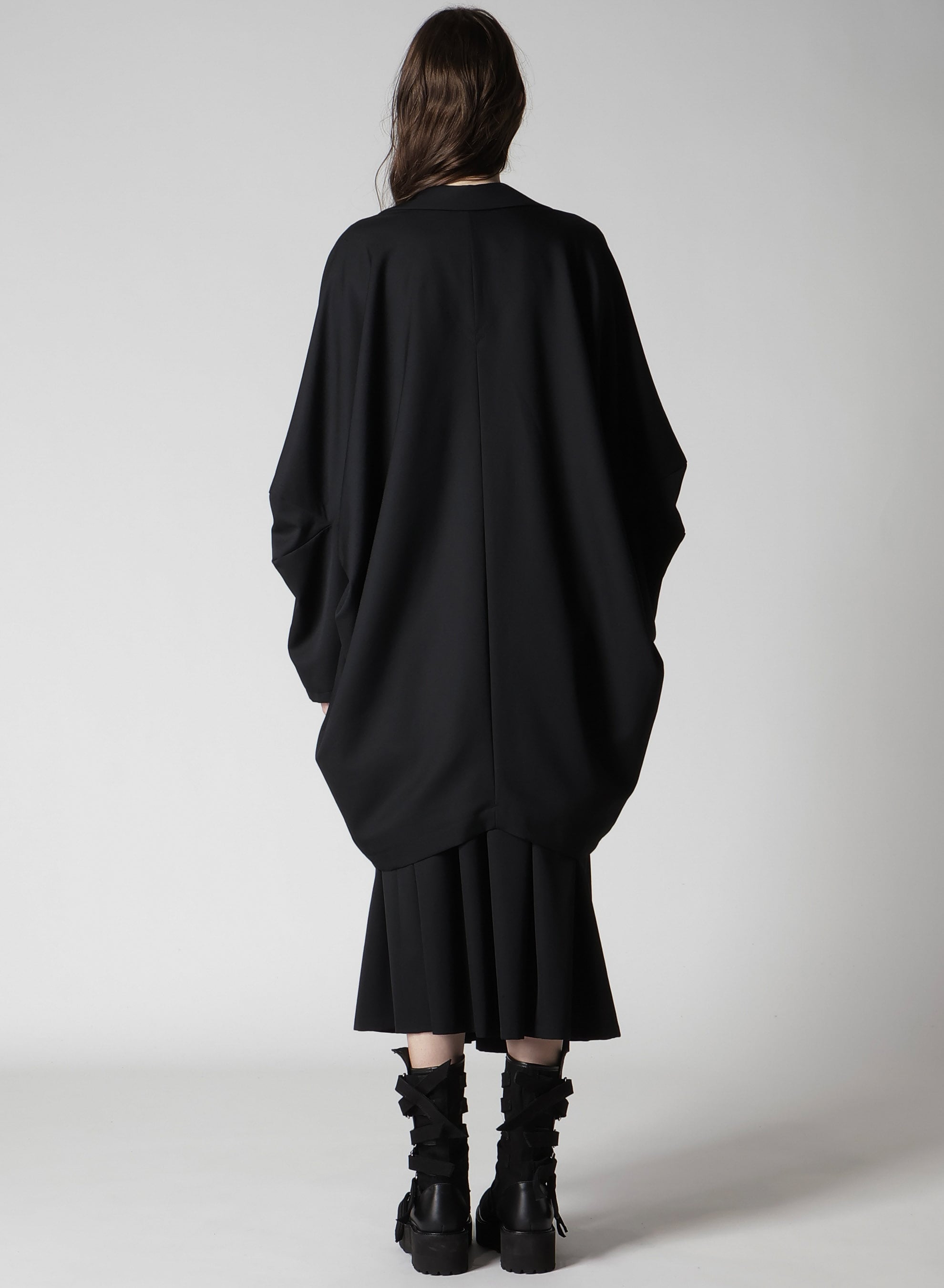 WOOL GABARDINE ELBOW PATCH LONG JACKET