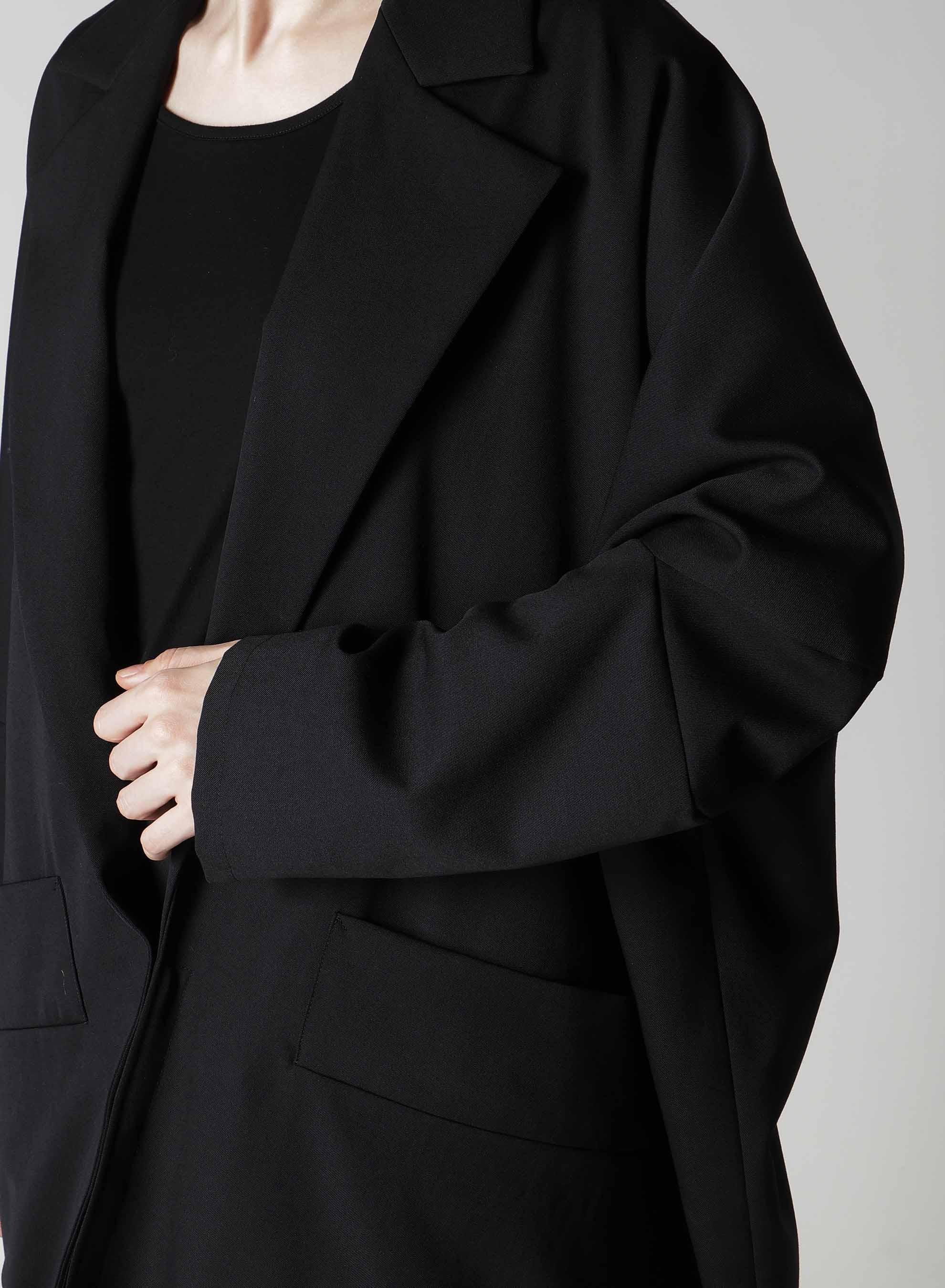 WOOL GABARDINE ELBOW PATCH LONG JACKET