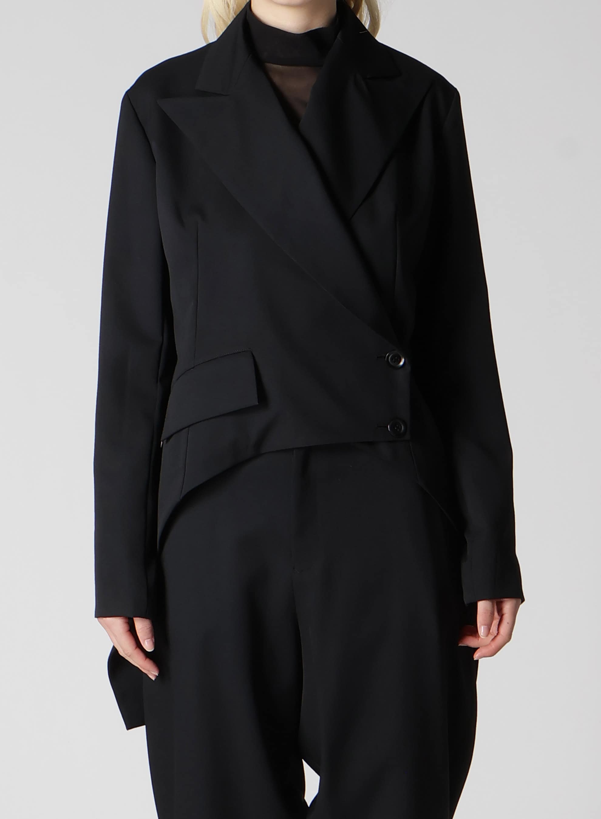 WOOL GABARDINE BACK LONG JACKET
