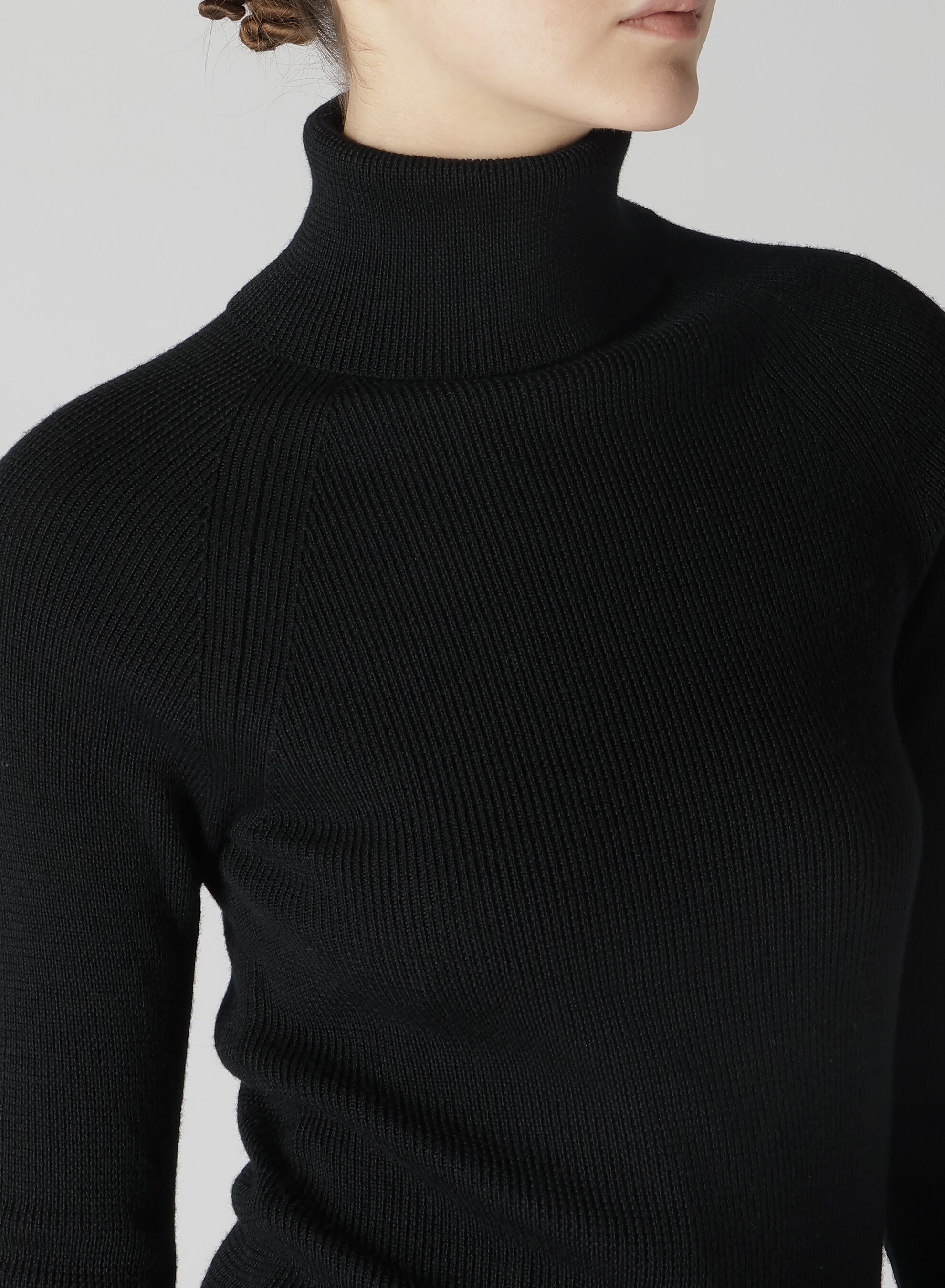 STANDARD WOOL PLAIN SIDE STITCH WASHABLE SHORT TURTLE NECK KNIT