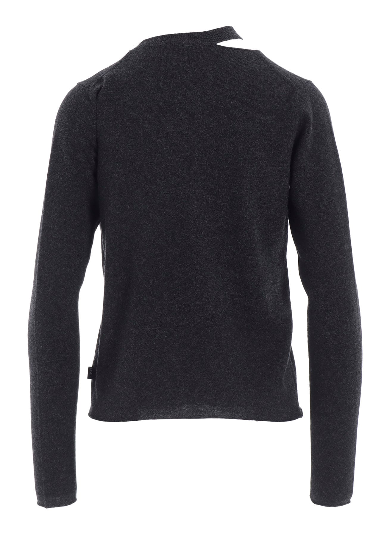 CASHMERE SINGLE JERSEY ROUND NECK SLIT KNIT