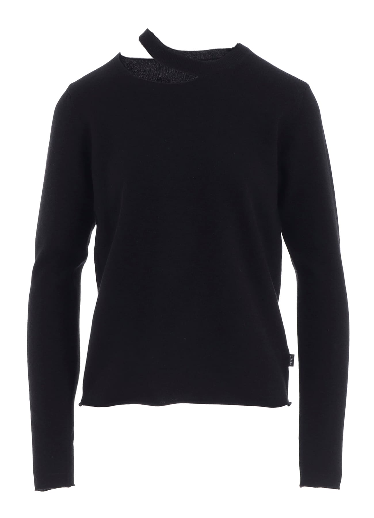 CASHMERE SINGLE JERSEY ROUND NECK SLIT KNIT