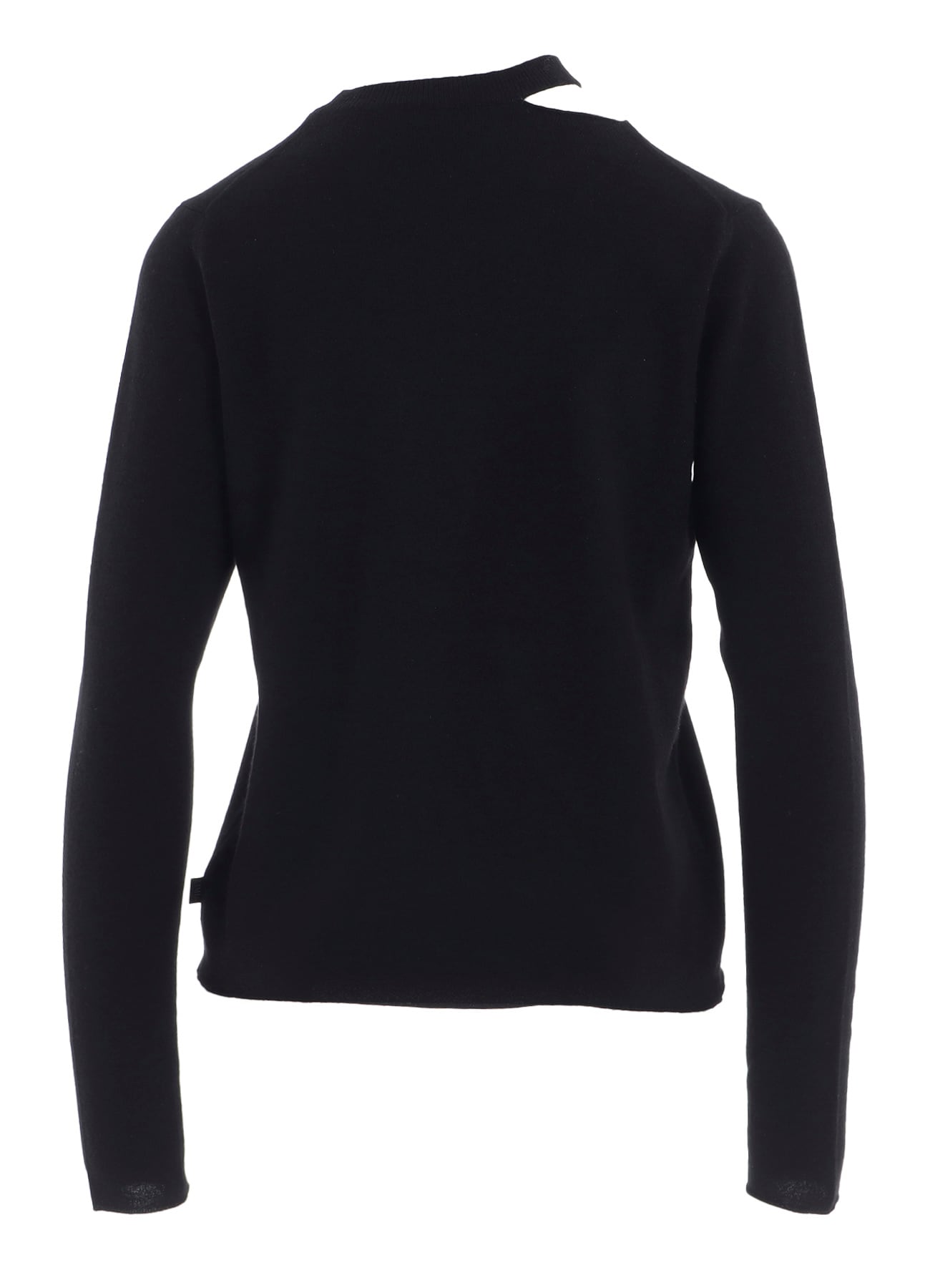 CASHMERE SINGLE JERSEY ROUND NECK SLIT KNIT