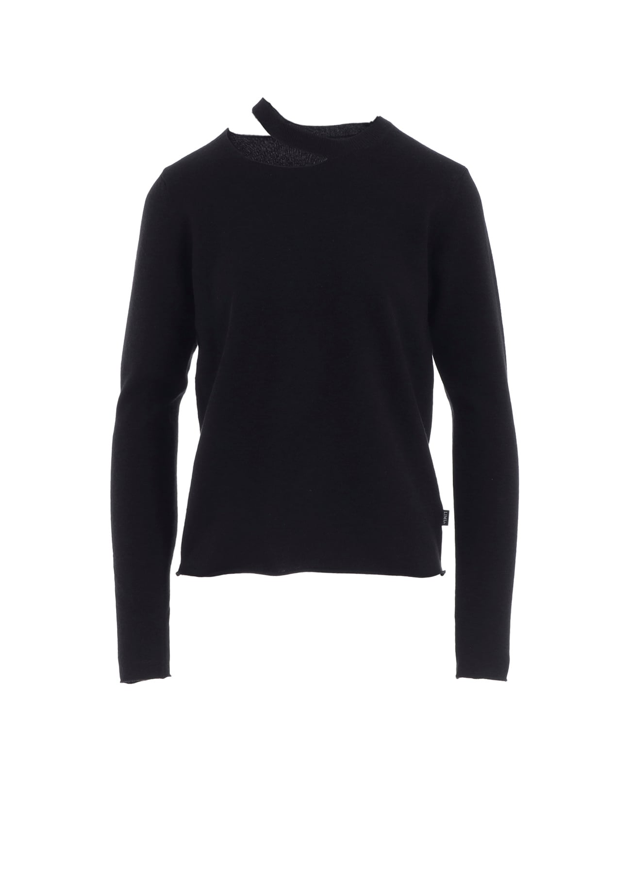 CASHMERE SINGLE JERSEY ROUND NECK SLIT KNIT
