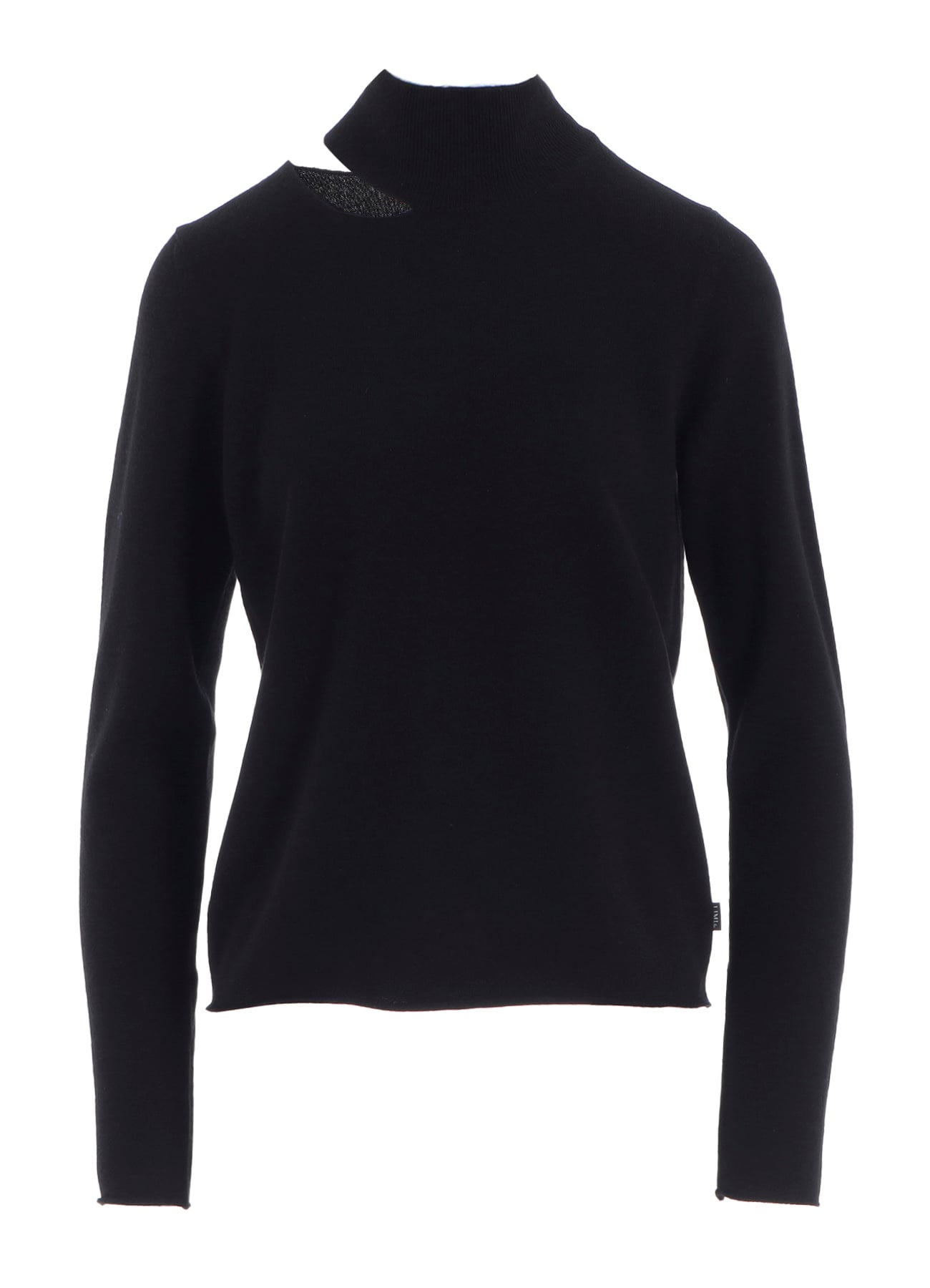 CASHMERE SINGLE JERSEY HIGH NECK SLIT KNIT