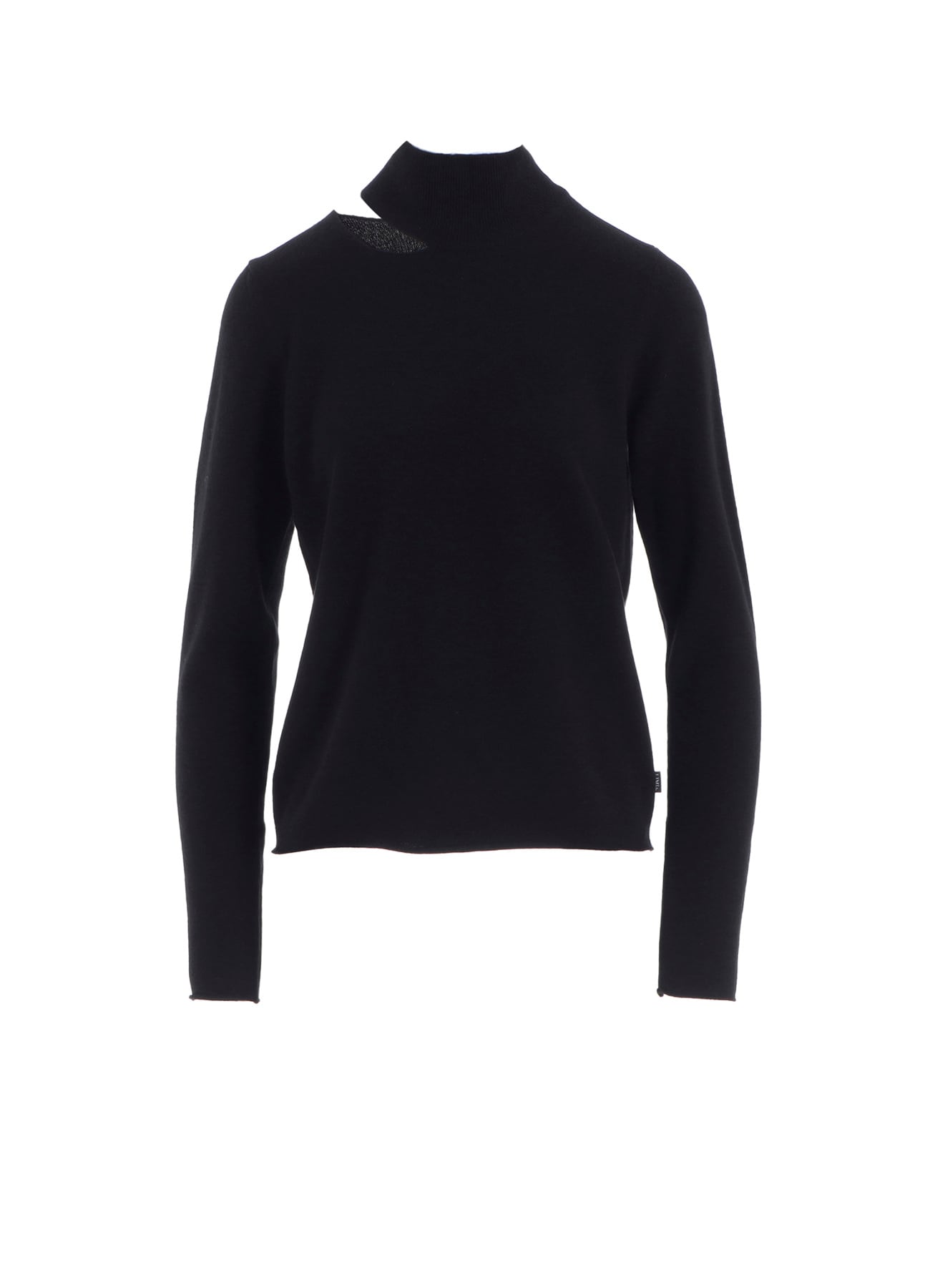CASHMERE SINGLE JERSEY HIGH NECK SLIT KNIT
