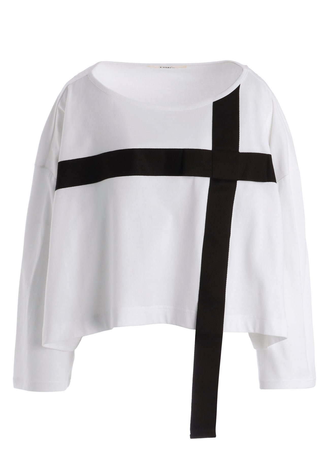 RIBBON TAPE DETAIL LONG-SLEEVE LONG T-SHIRT