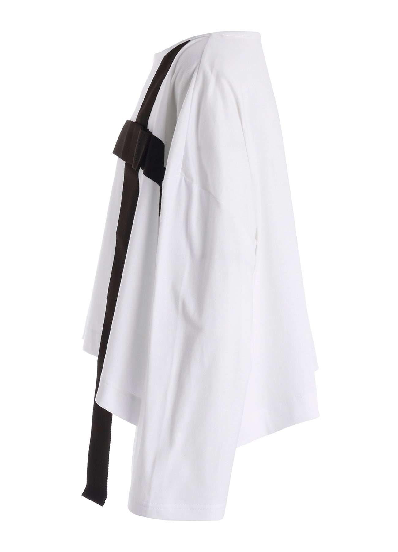 RIBBON TAPE DETAIL LONG-SLEEVE LONG T-SHIRT