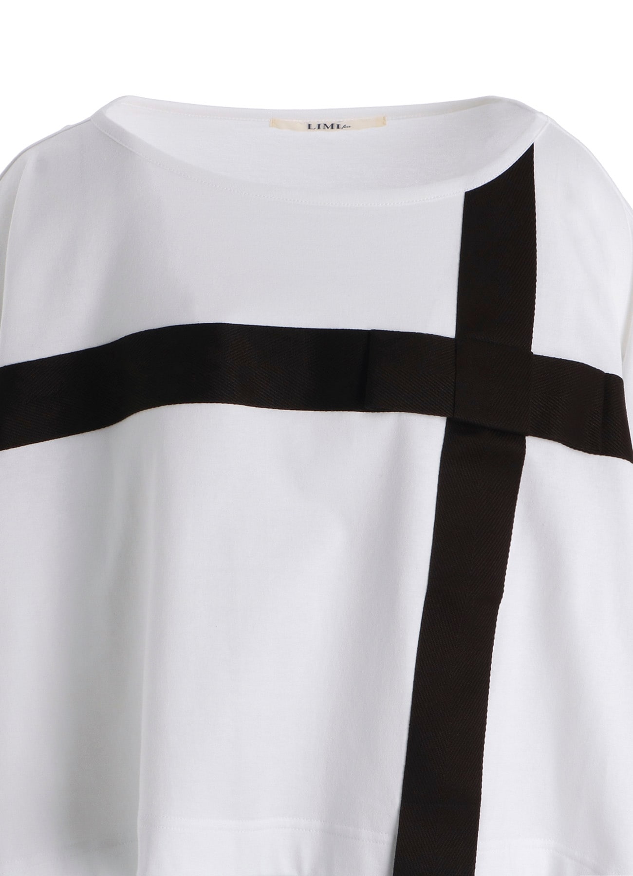 RIBBON TAPE DETAIL LONG-SLEEVE LONG T-SHIRT