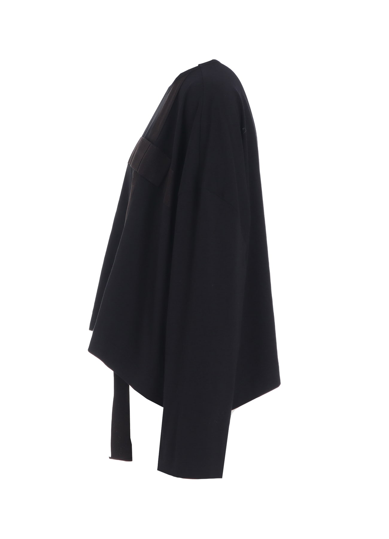 RIBBON TAPE DETAIL LONG-SLEEVE LONG T-SHIRT