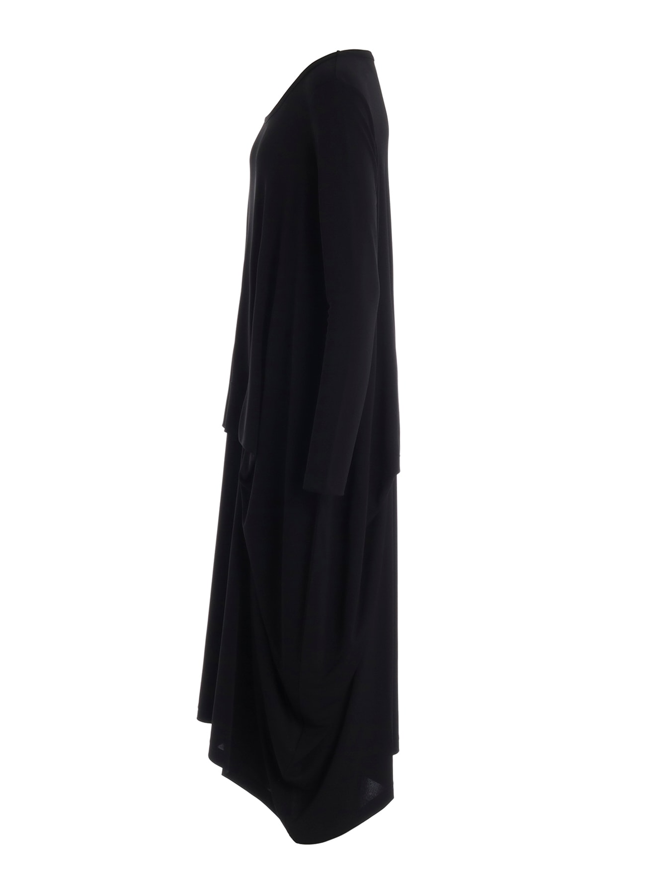 HIGH TWIST SMOOTH RAYON LONG SLEEVE TUCK DRESS