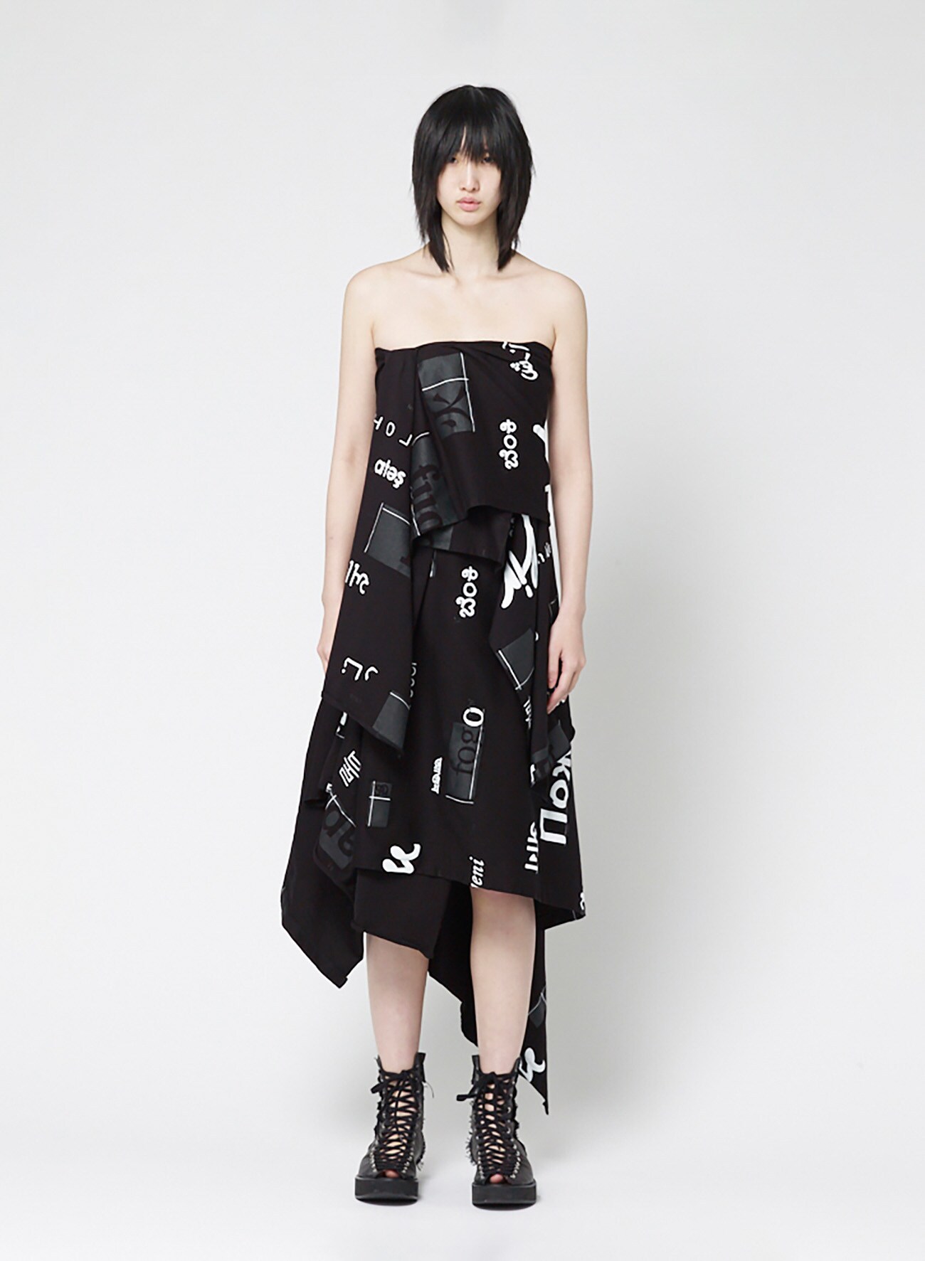 LIMI feu Words [Feu] Print 2 Drape Dress | www.sugarbun.com