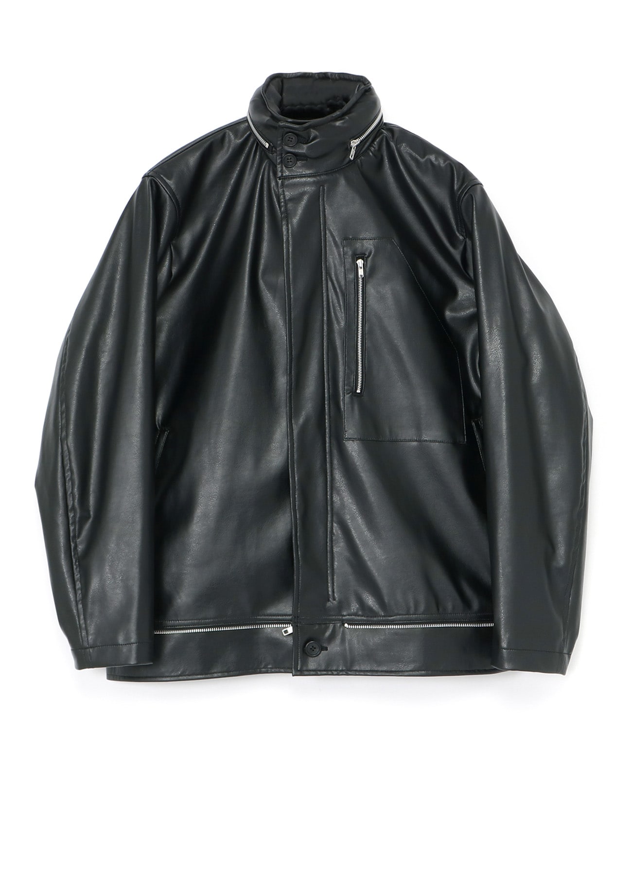 【knuthmarf】layered motorcycle coat blackAMAIL
