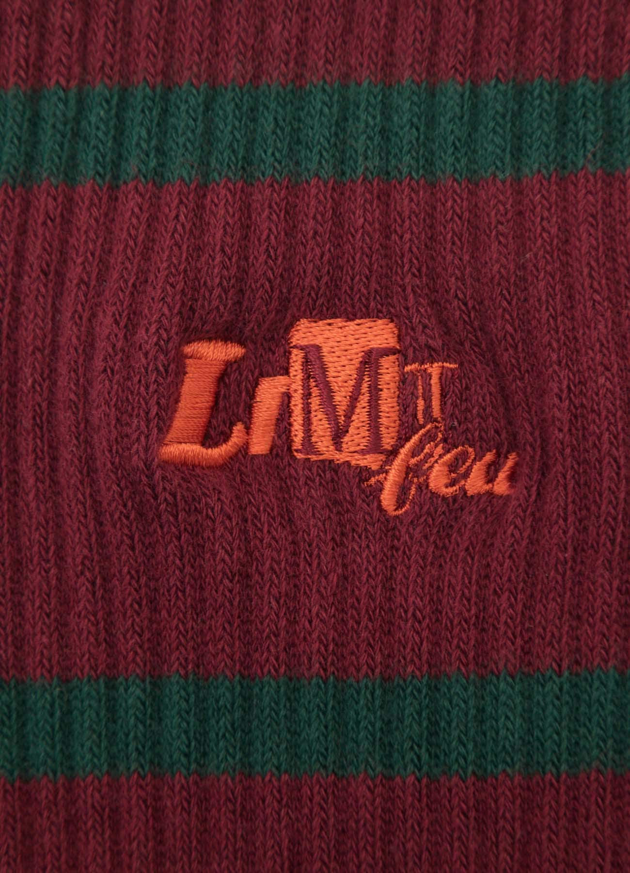 LIMI feu×HIROTTON EMBROIDERED RIB SOCKS(FREE SIZE Bordeaux): LIMI