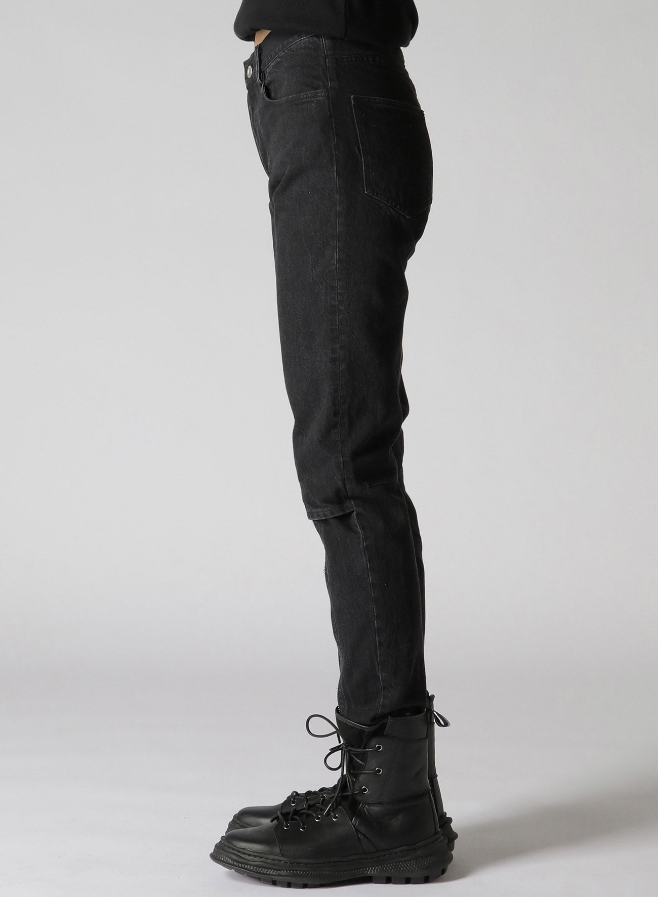 Black Denim Front Zip Pants