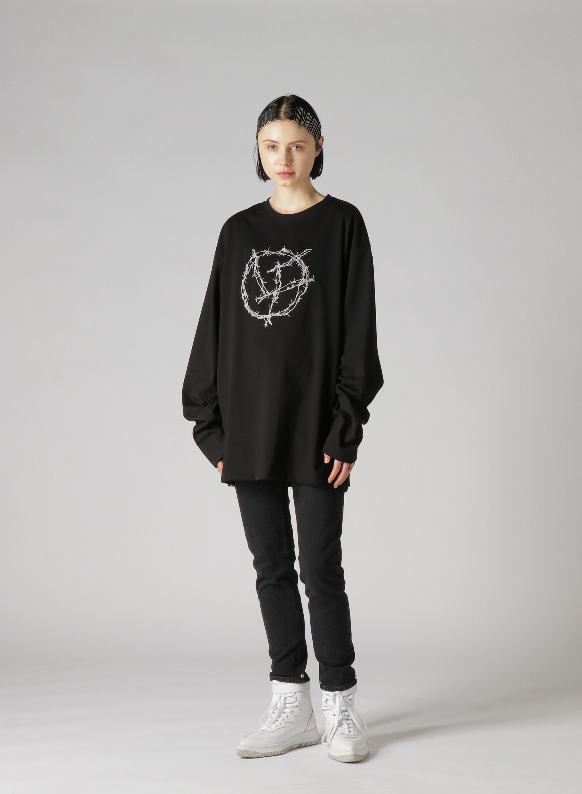 LF Barbed Wire Embroidery Oversize Long T