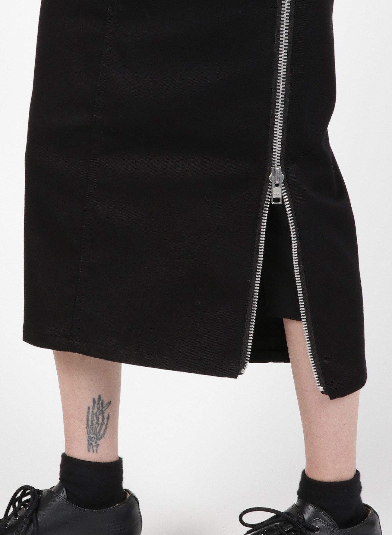 Stretch Drill Side Zip Tight Skirt
