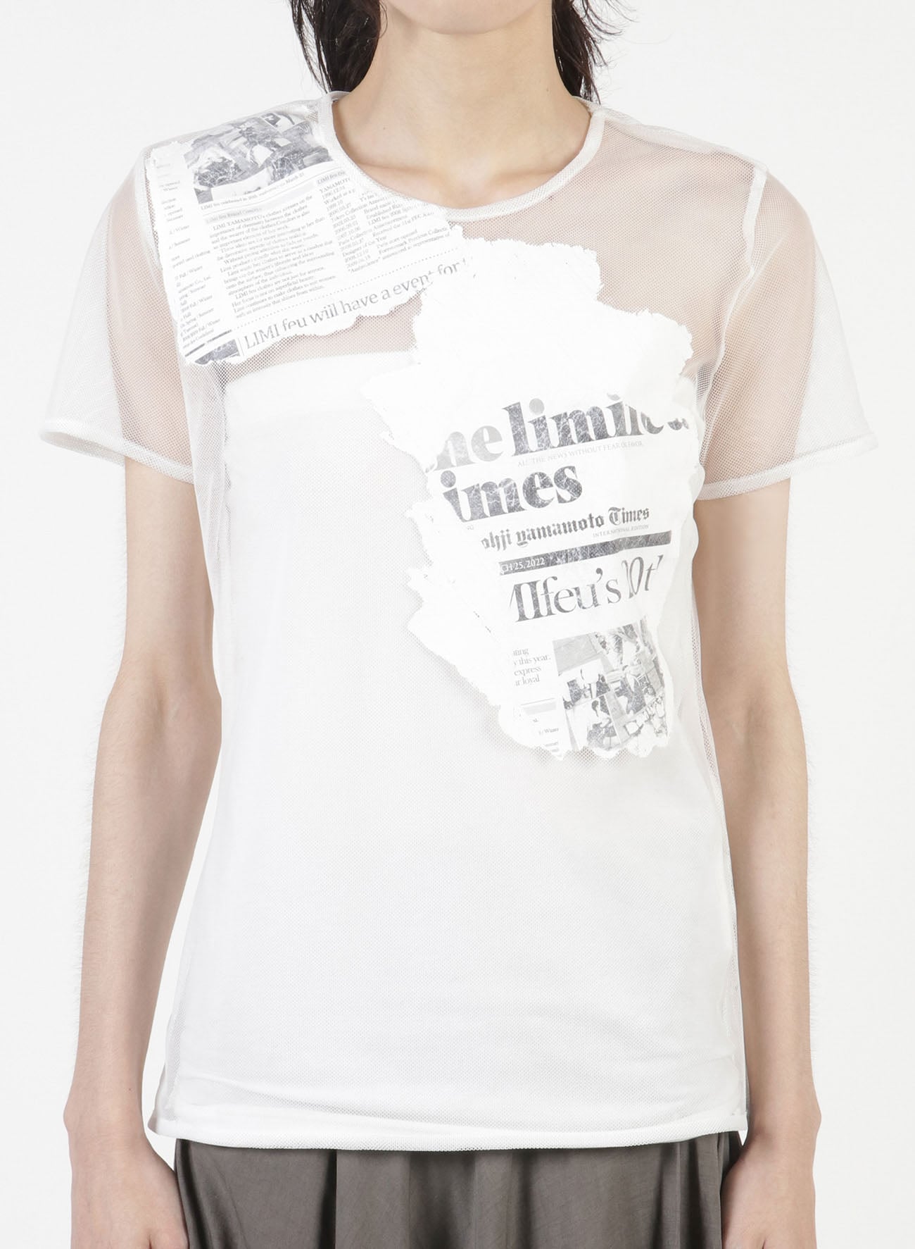 Newspaper Print Tight Short Sleeve T