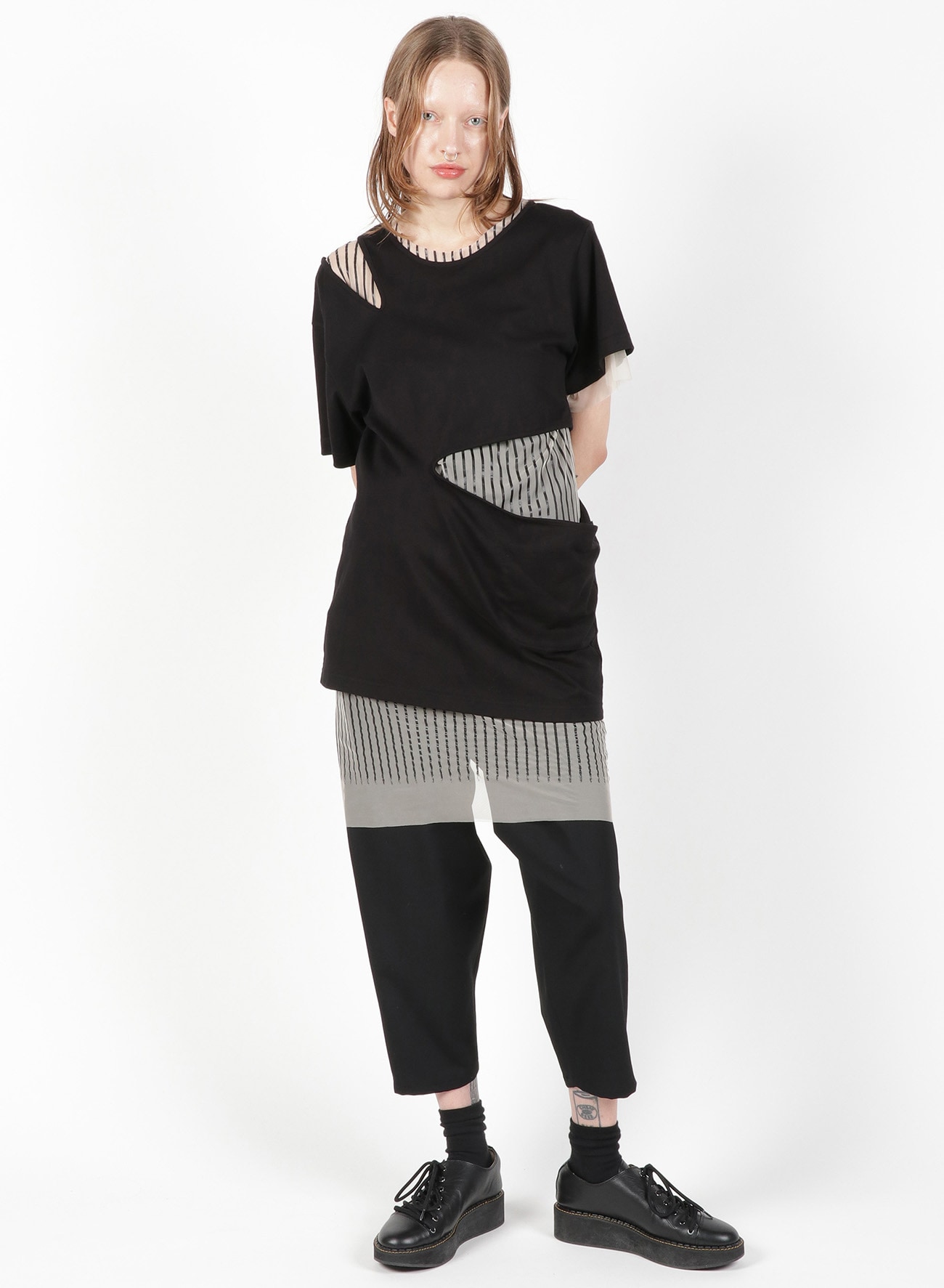 40/2C Soft PS+Stripe Print Layered T B