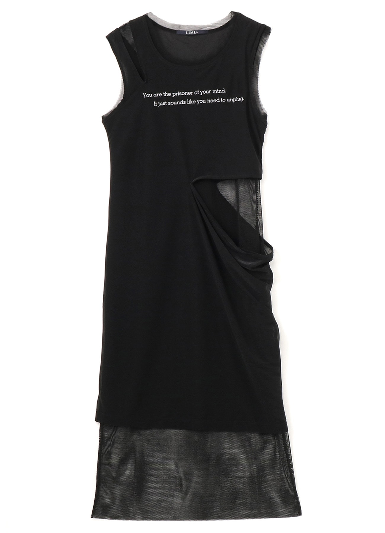 Message Embroidery + Pe Net Layered Dress A