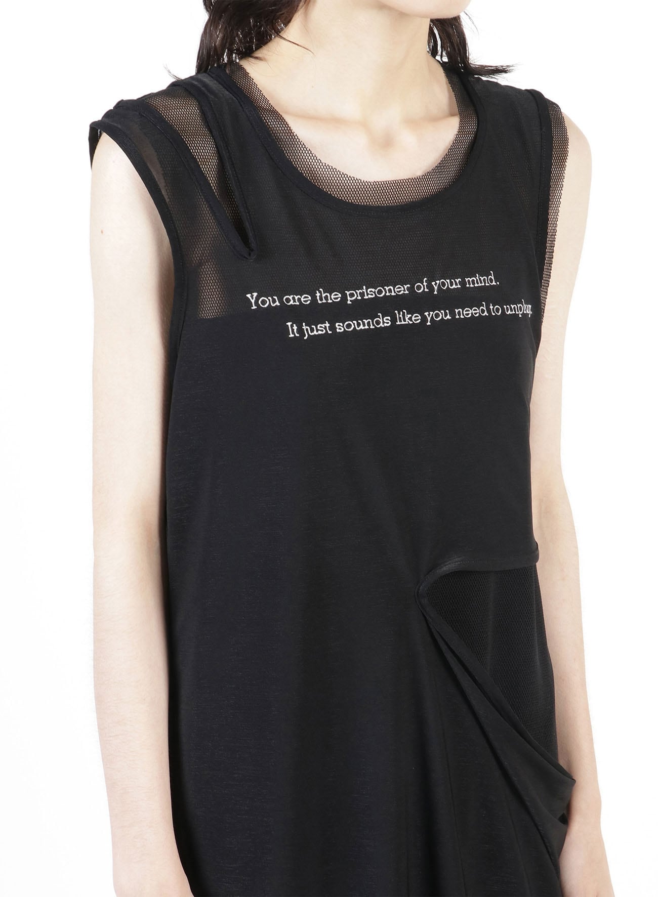 Message Embroidery + Pe Net Layered Dress A