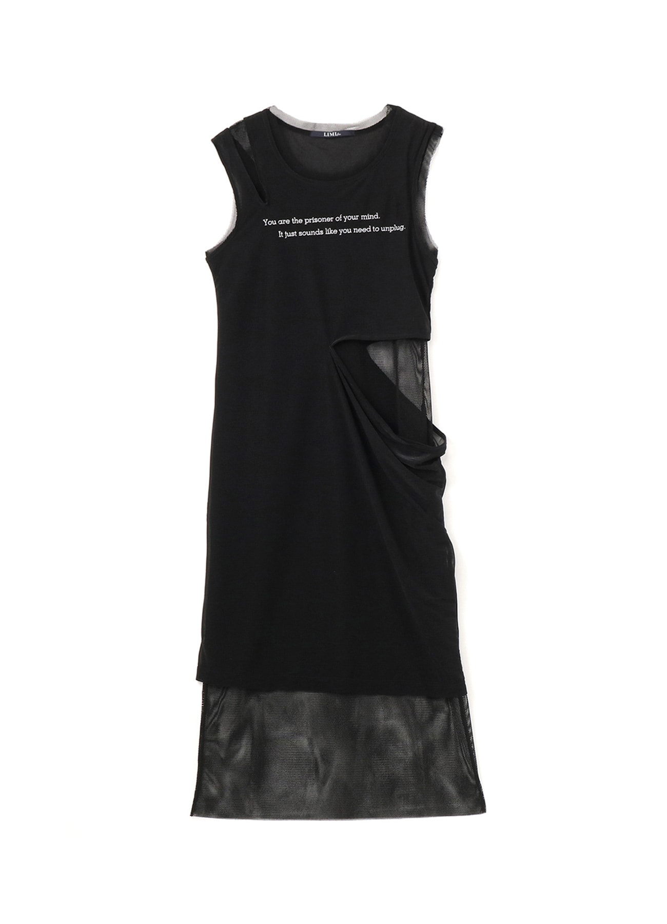 Message Embroidery + Pe Net Layered Dress A