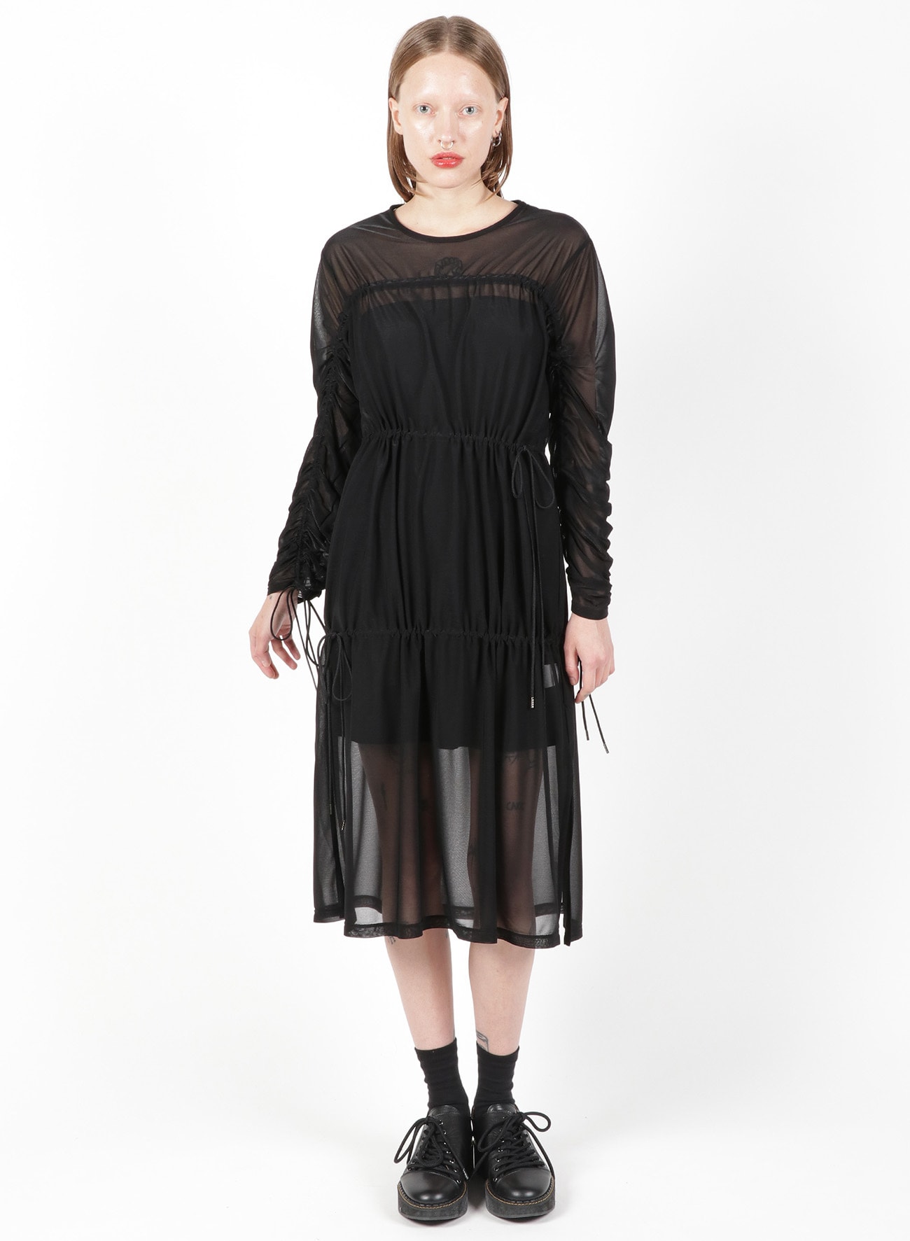Pe/Plain Stitch Strings Gather Dress(S Black): Vintage 1.1｜THE 