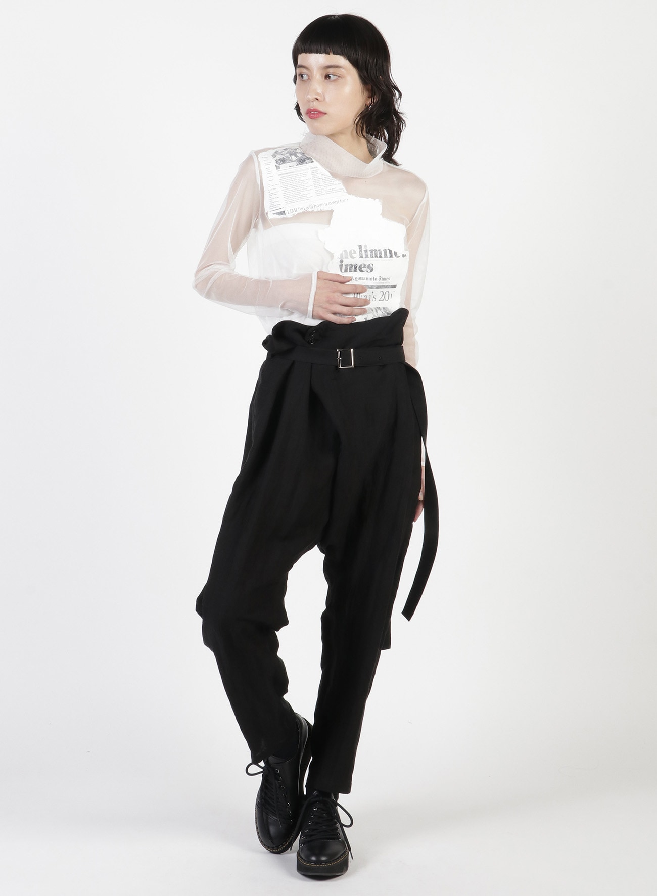 Newspaper Print High Neck T