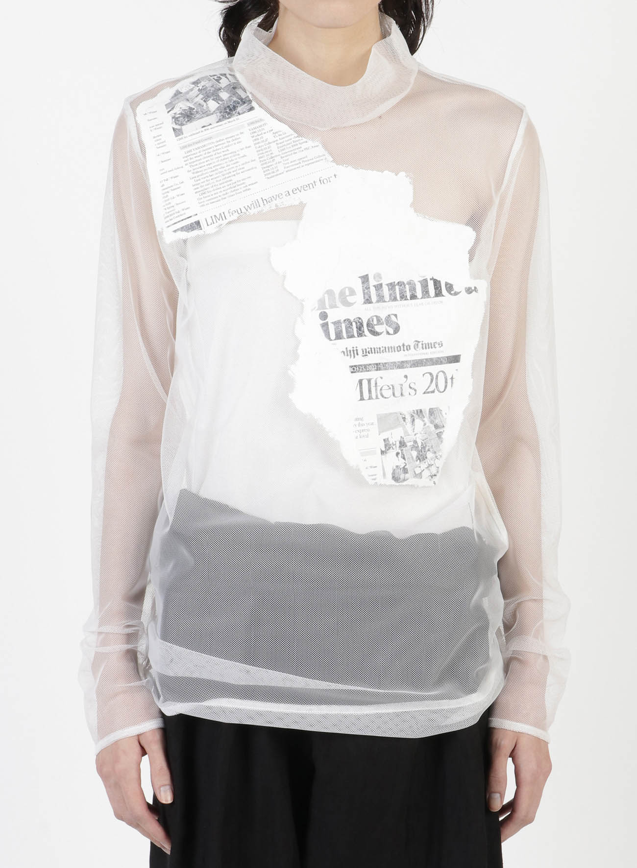Newspaper Print High Neck T