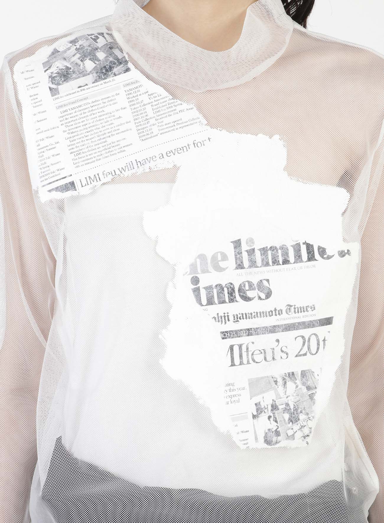 Newspaper Print High Neck T