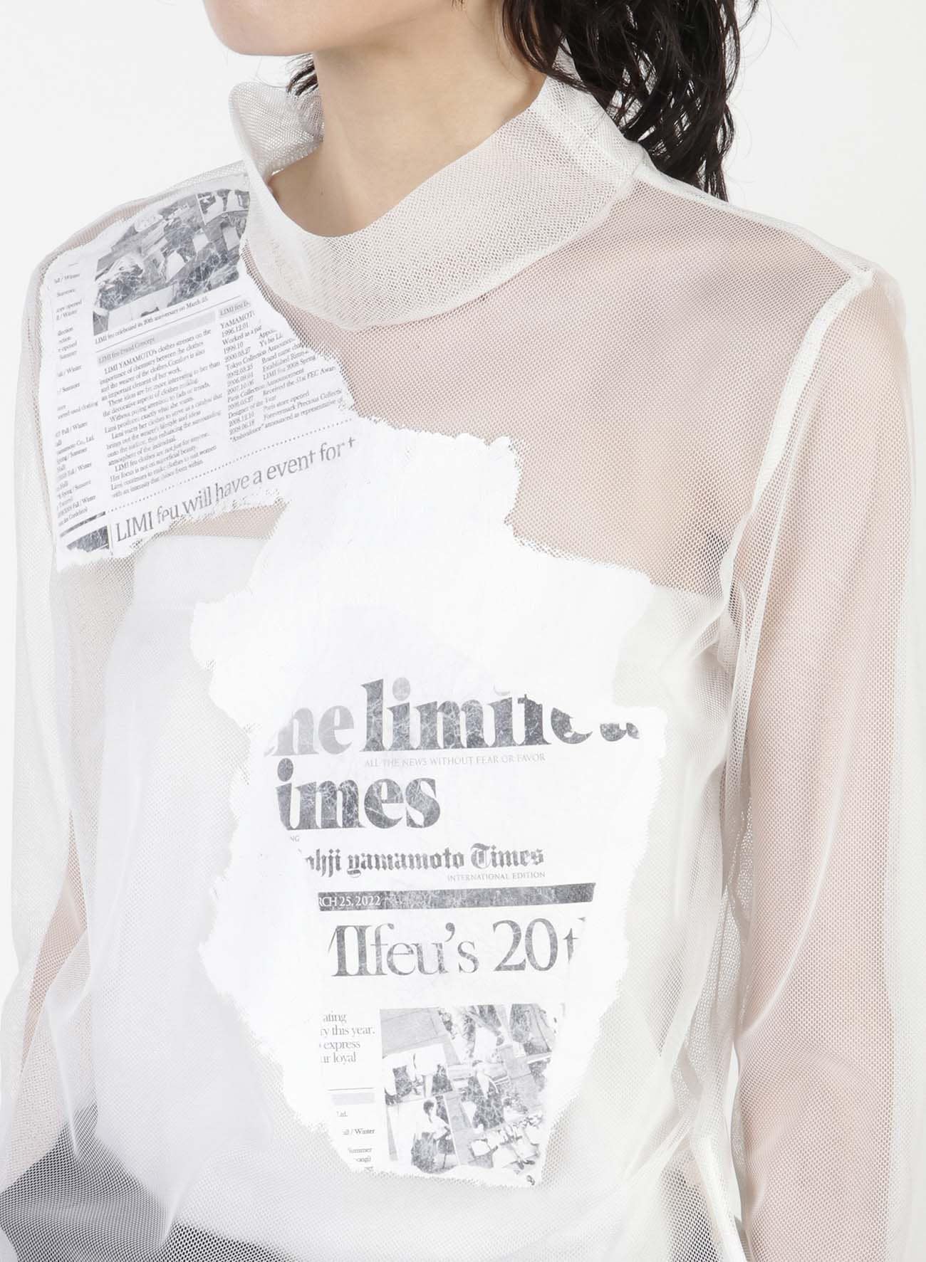 Newspaper Print High Neck T