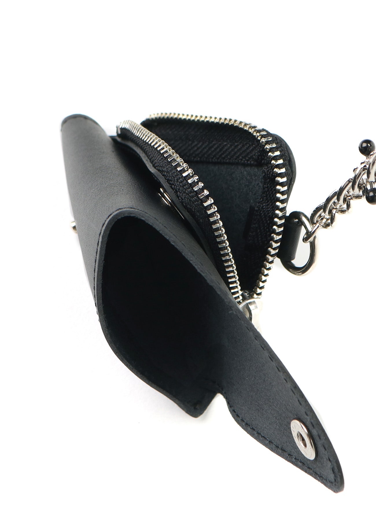TANNED LEATHER COIN CASE ON CHAIN(S Black): Vintage 1.1｜THE SHOP 