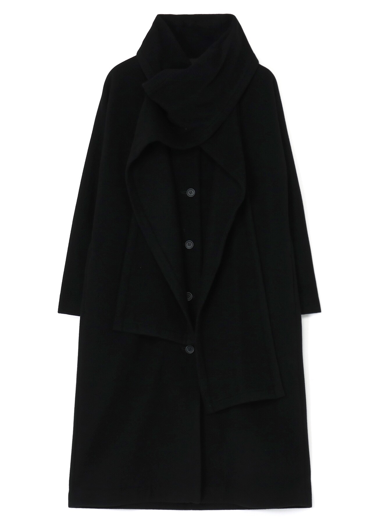 WOOL MOSSER COAT WITH ATTACHED STOLE(S Black): LIMI feu｜THE SHOP