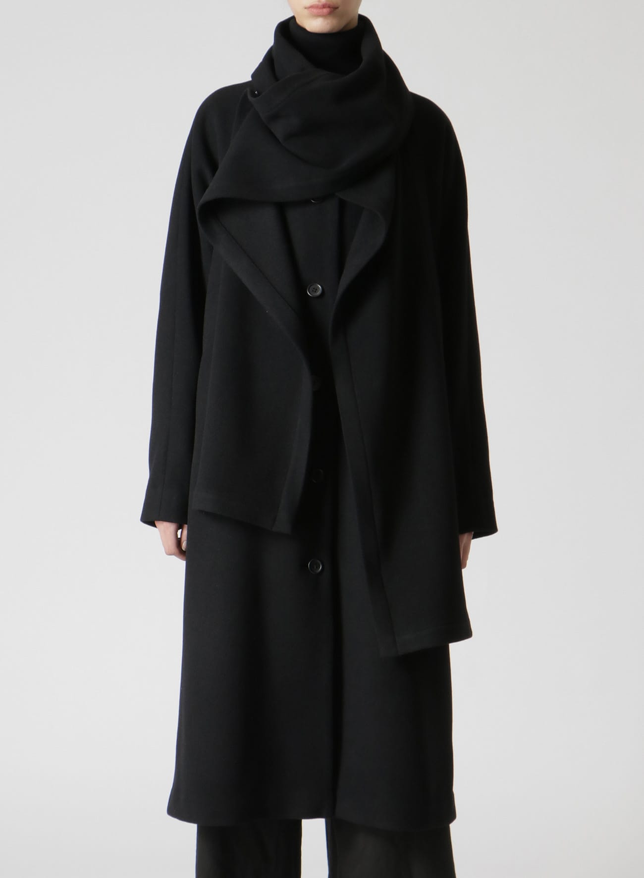 WOOL MOSSER COAT WITH ATTACHED STOLE