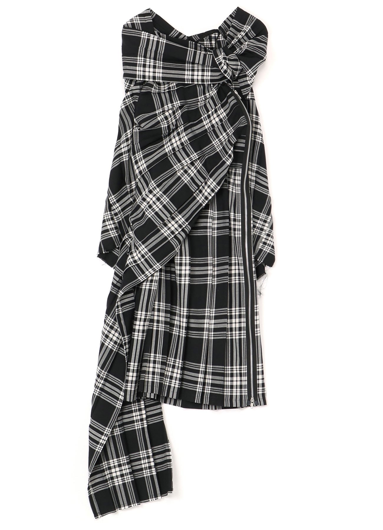 PLAID DRESS WITH TWISTED PLEATS