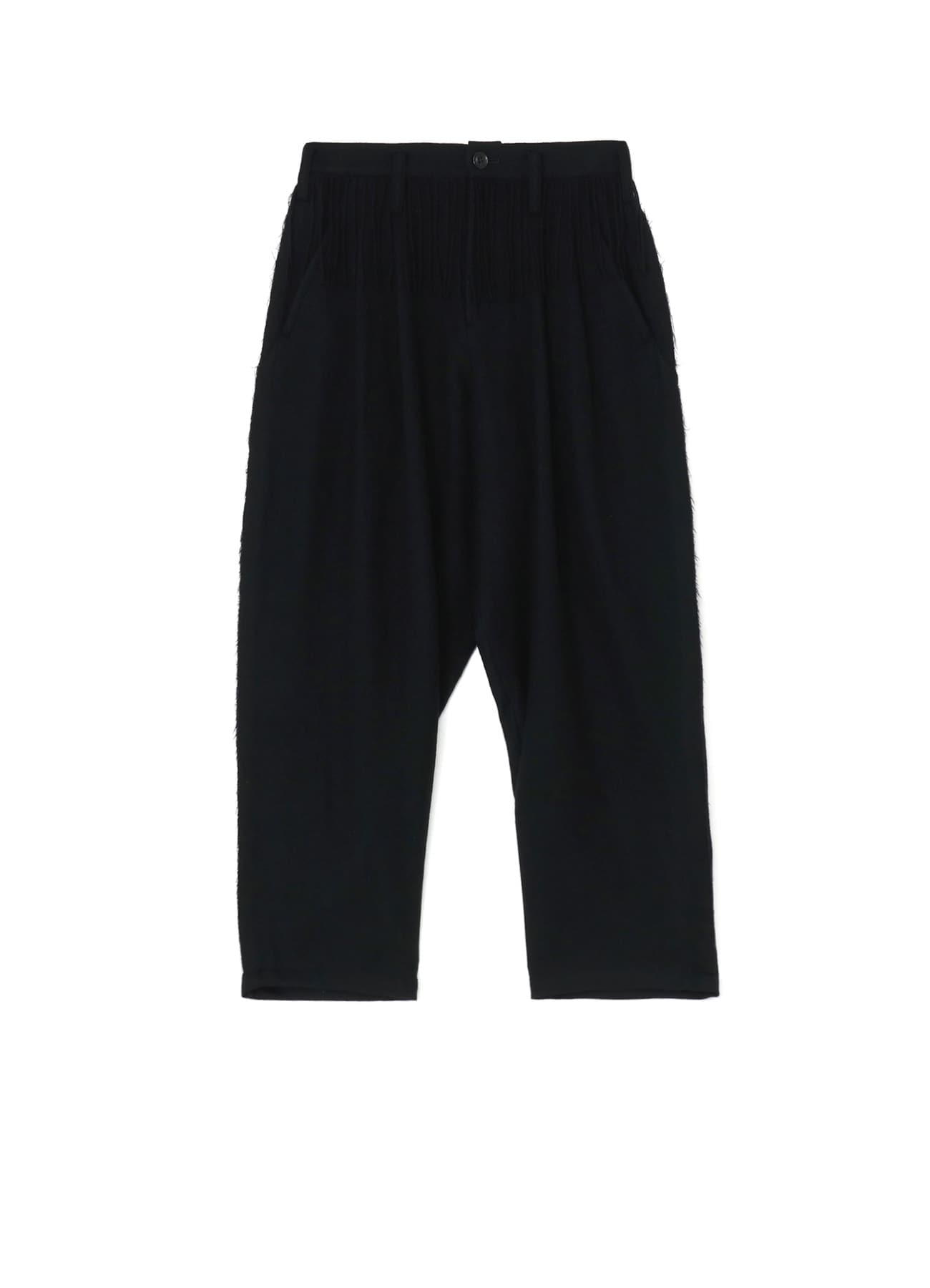 PLEATED SERGE PANTS WITH FRINGE DETAILS