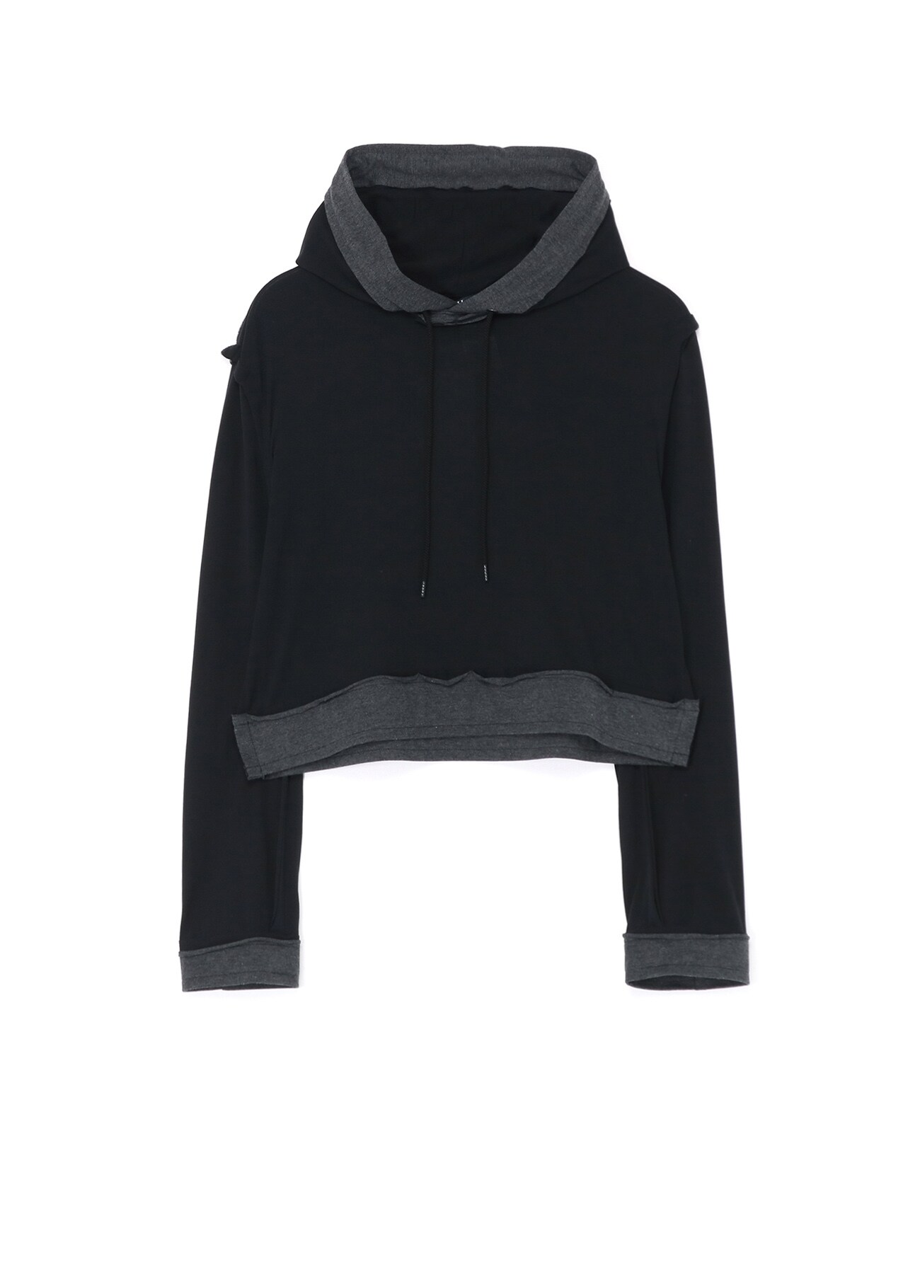 100/2 COTTON JERSEY DECONSTRUCTED PULLOVER HOODIE(S Black): LIMI