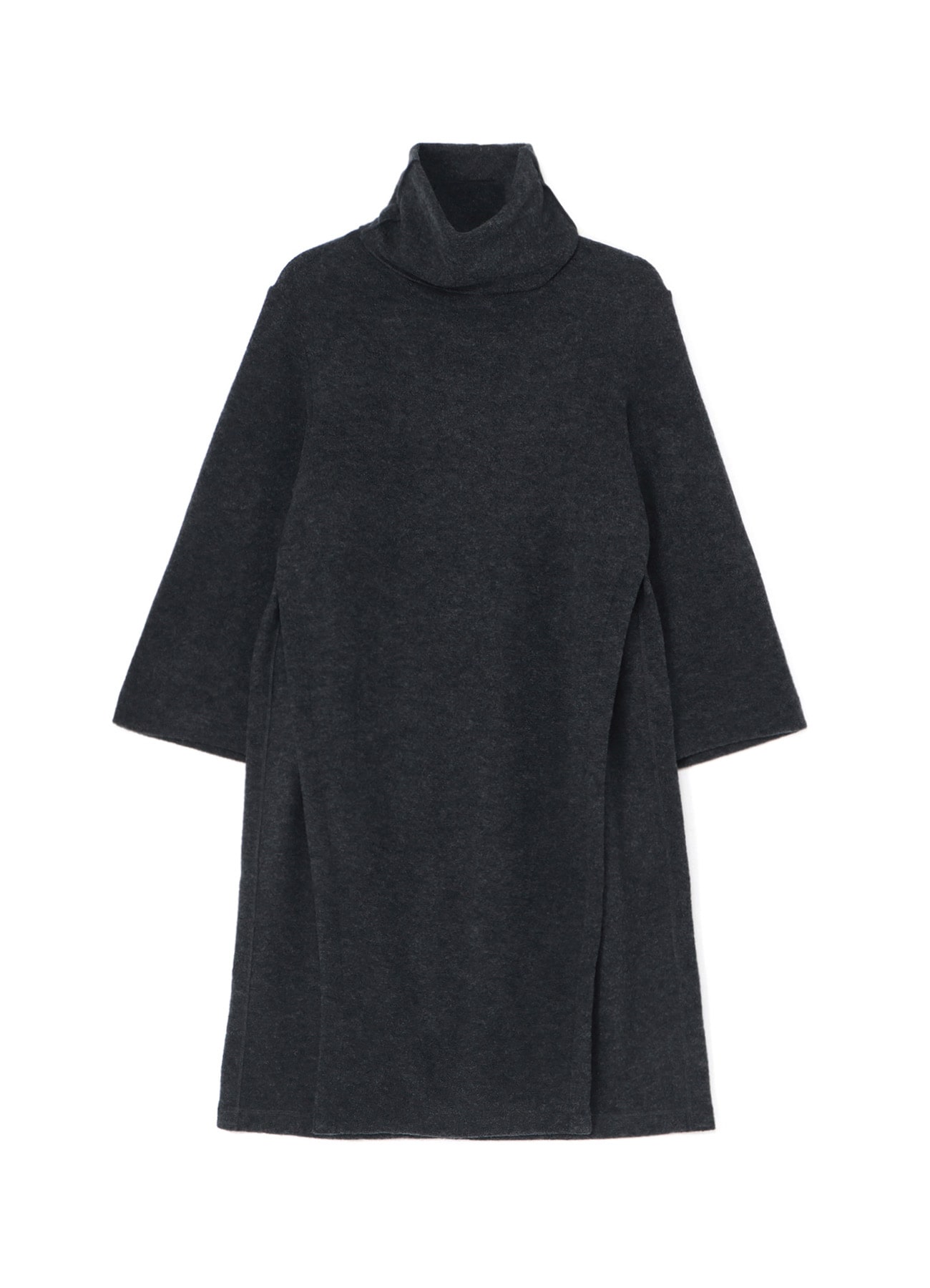 SOFT WOOL PILE PULLOVER DRESS WITH TURTLENECK