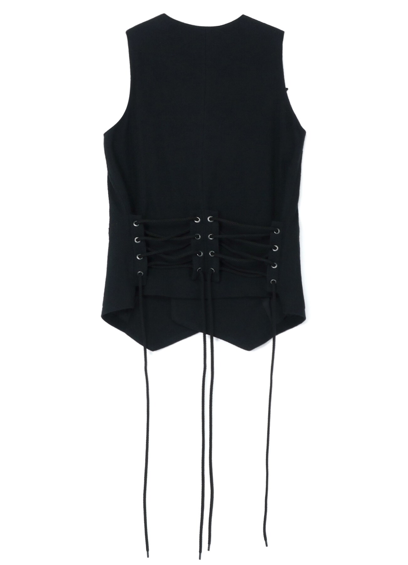 LOW TWIST SERGE WAISTCOAT WITH LACE-UP BACK DETAIL(S Black): LIMI