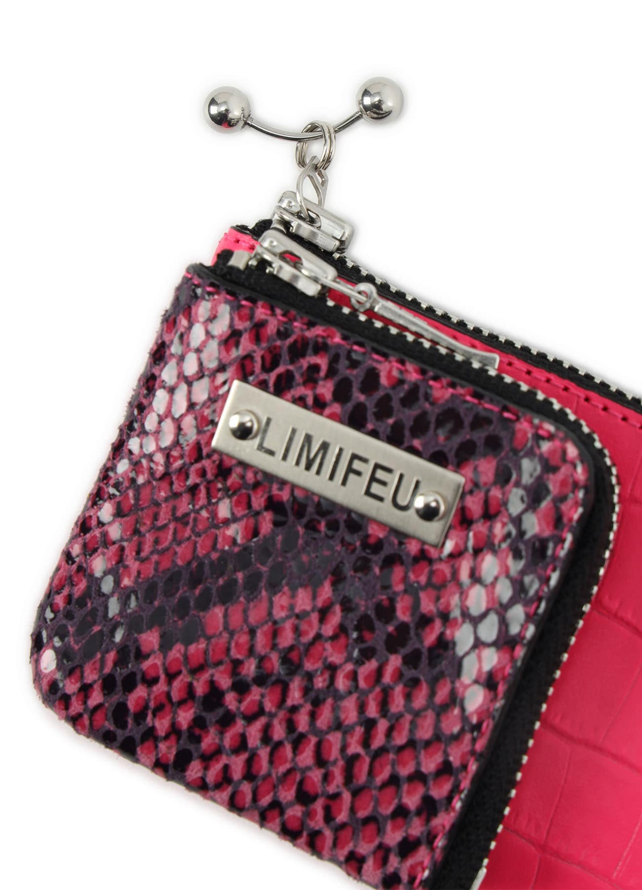 CROC+ SNAKE EMBOSSED LEATHER W SMALL WALLET