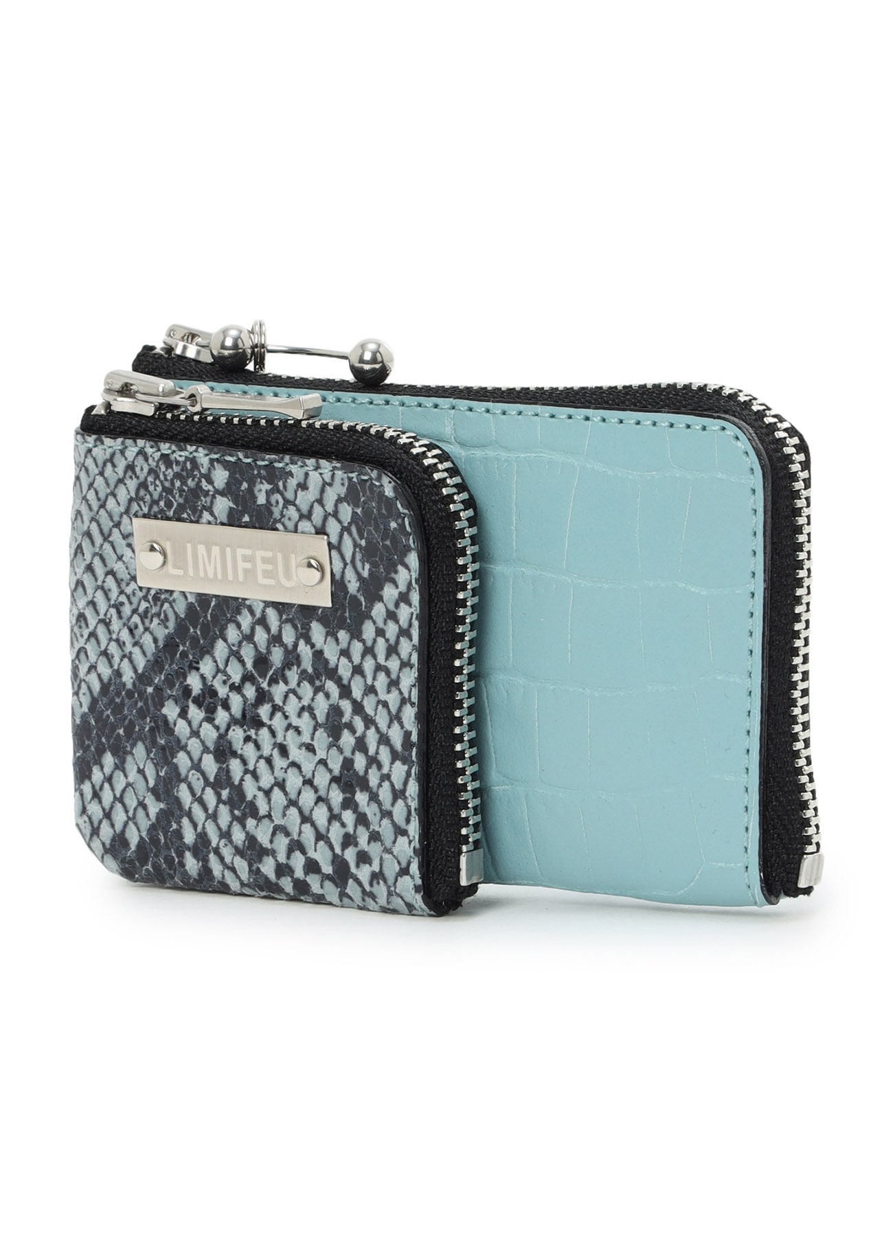 CROC+ SNAKE EMBOSSED LEATHER W SMALL WALLET