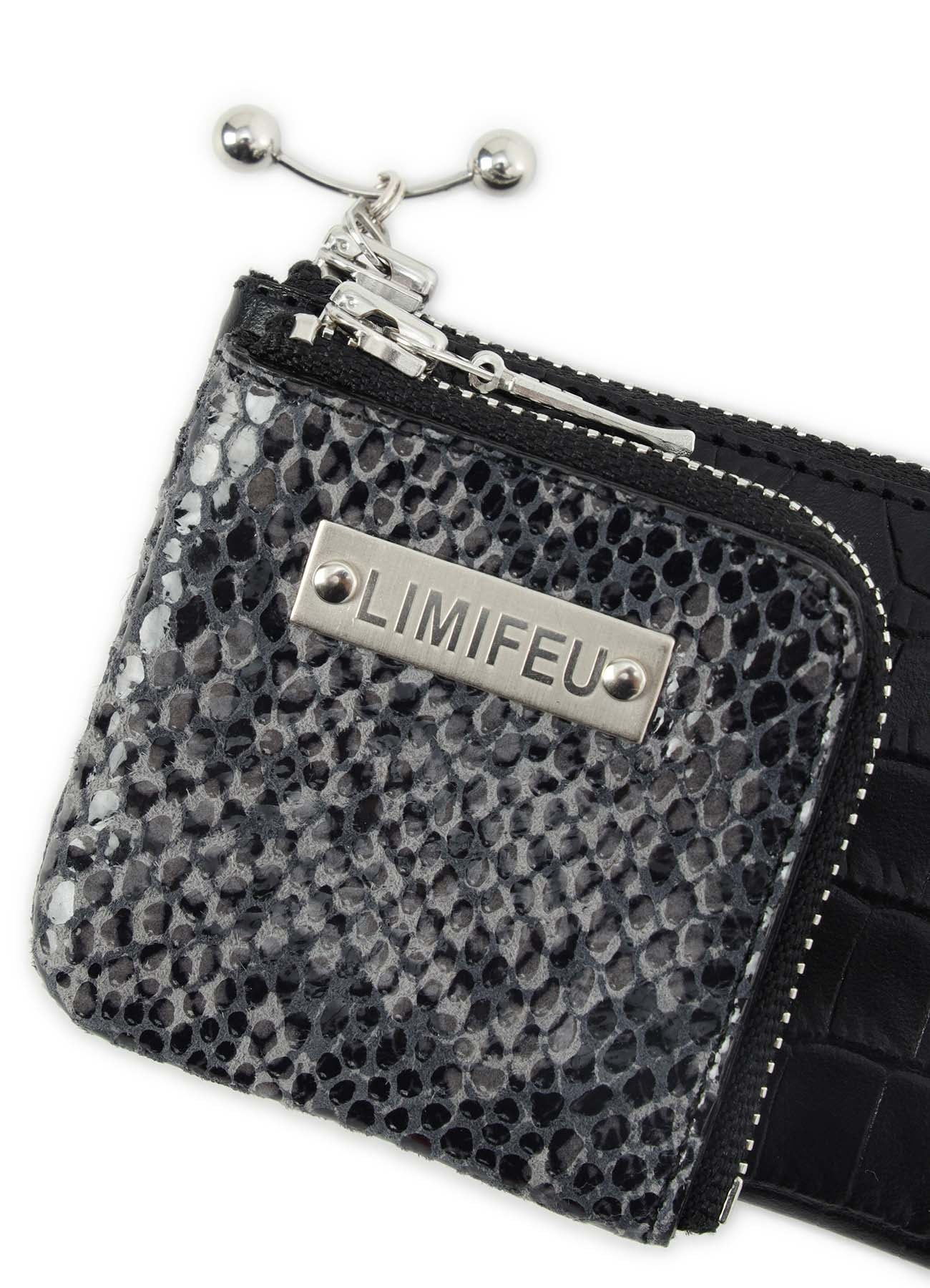 CROC+ SNAKE EMBOSSED LEATHER W SMALL WALLET