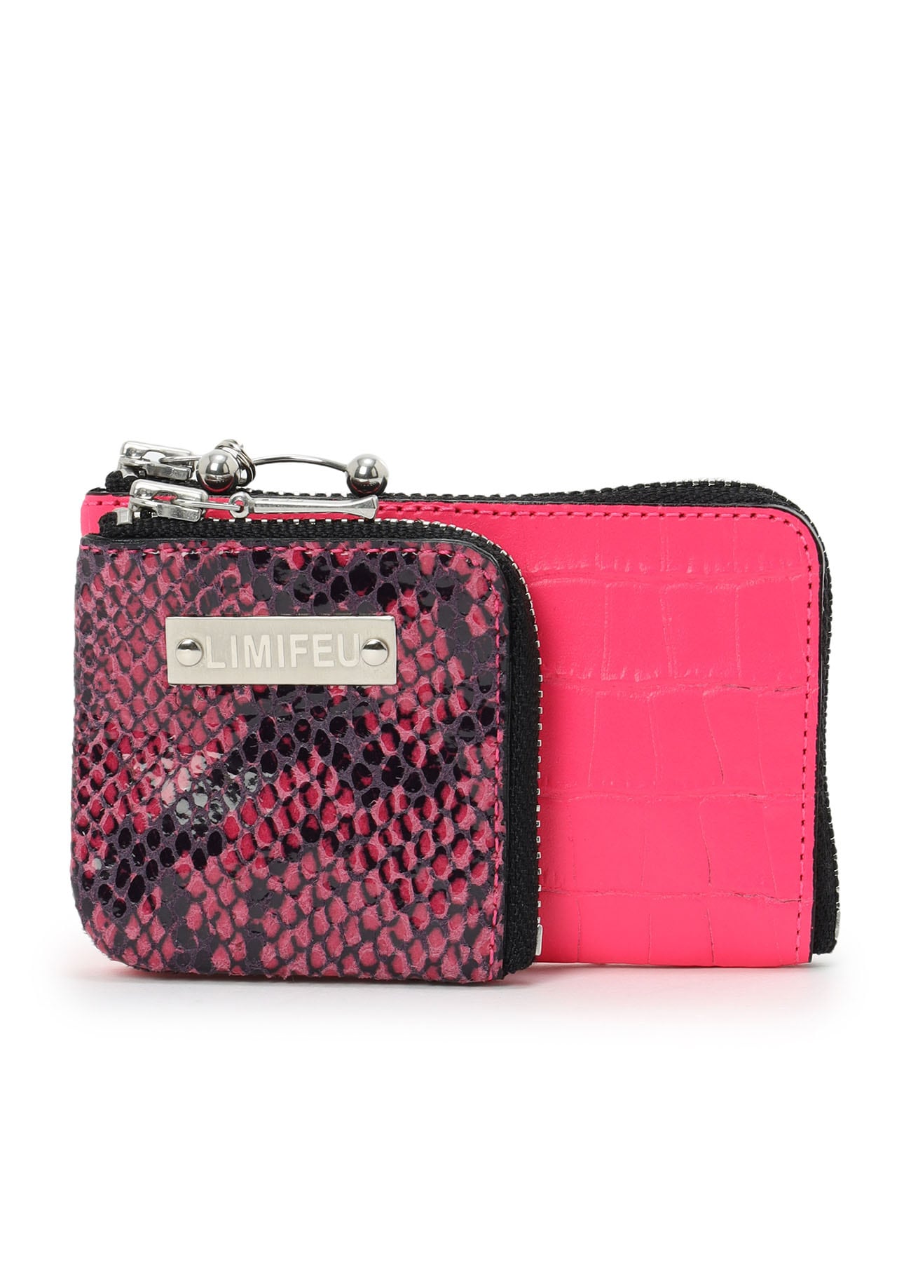 CROC+ SNAKE EMBOSSED LEATHER W SMALL WALLET