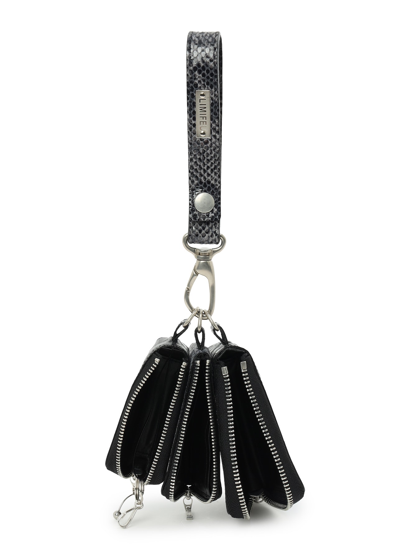 CROC+ SNAKE EMBOSSED LEATHER  3LAYERS POUCH