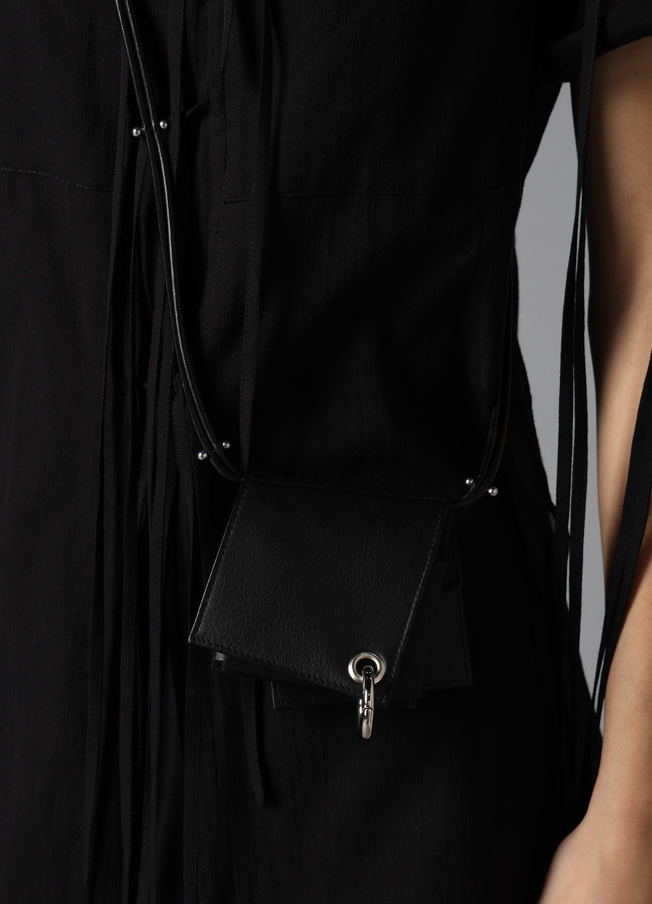 MATTE CHROME LEATHER  WALLET CASE WITH STRAP