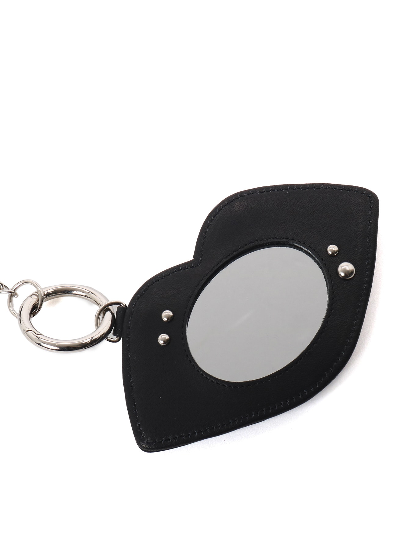 MATTE CHROME LEATHER  LIP SHAPED MIRROR SET