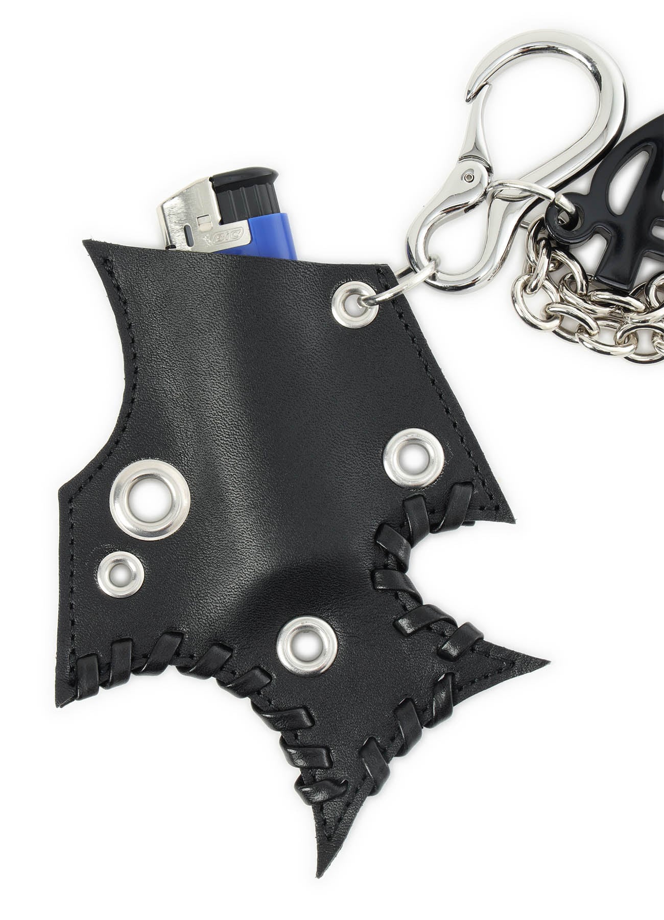 TANNED LEATHER+ ACETATE SPIKED MULTI HOLDER