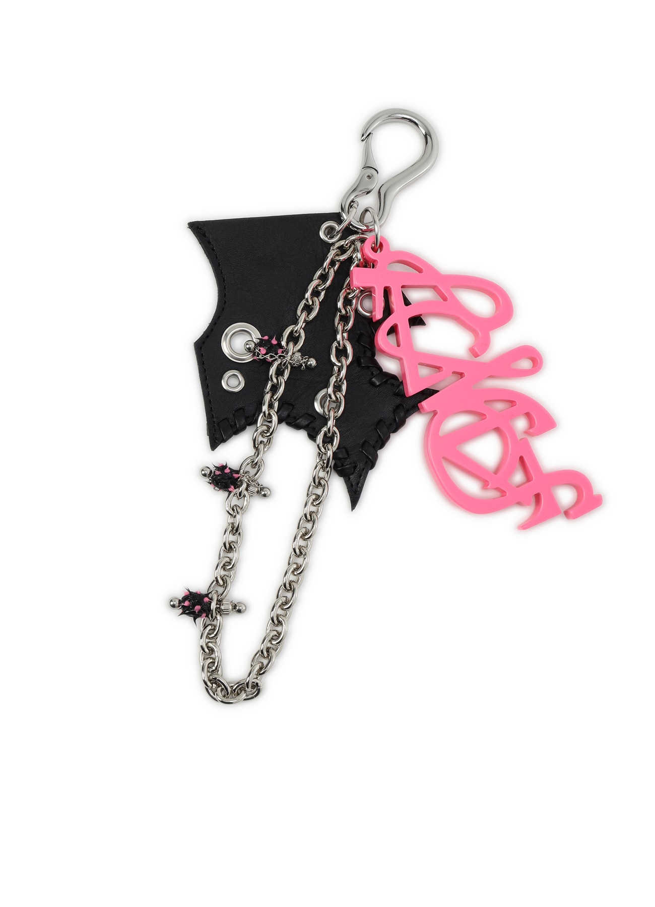 TANNED LEATHER+ ACETATE SPIKED MULTI HOLDER