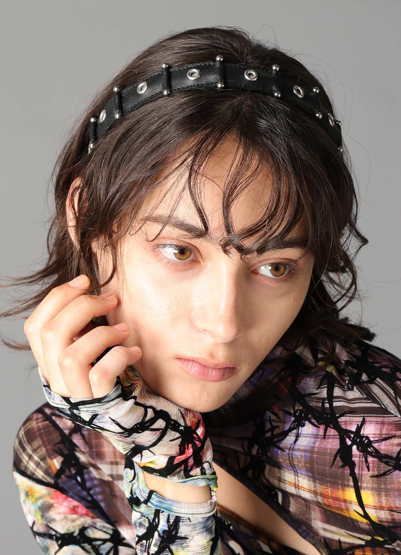 TANNED KIP LEATHER PIERCED HEADBAND