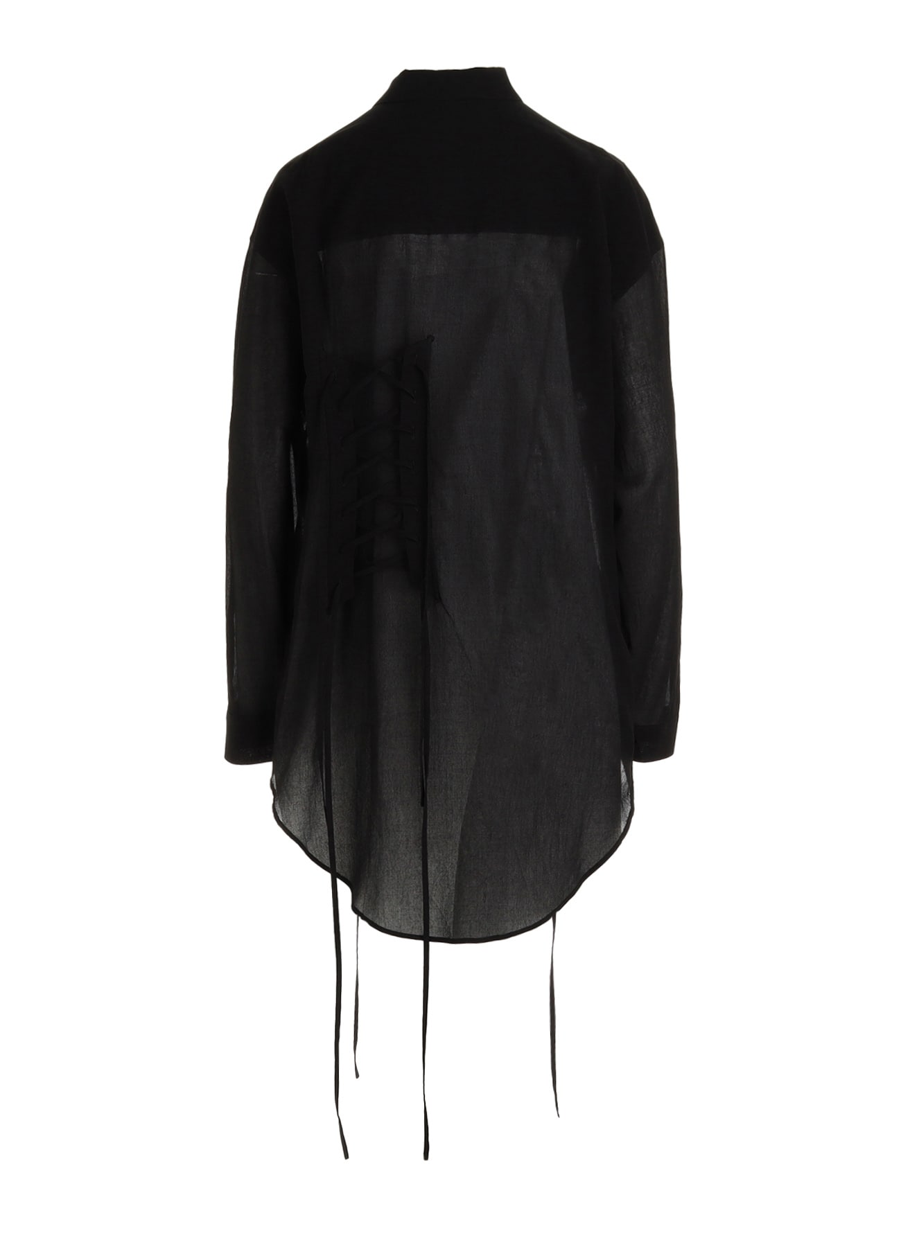 COTTON CHIFFON LACE-UP BLOUSE